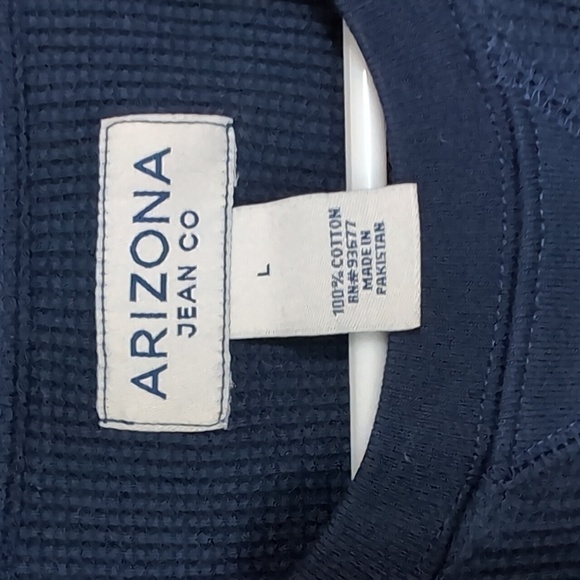 Arizona Navy Blue Thermal Long Sleeve Waffle Knit Shirt Size Large NWT - Picture 2 of 5